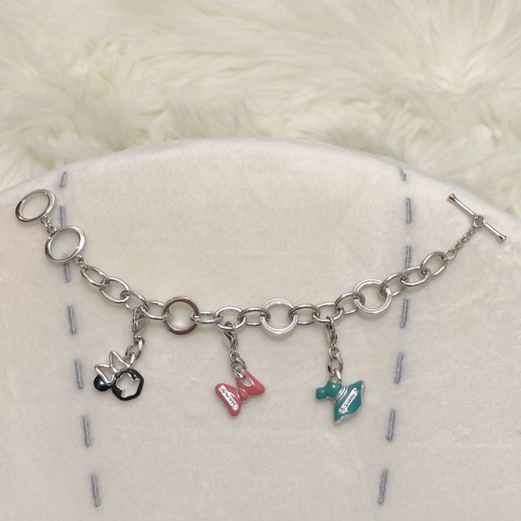 *BRAND NEW* Swarovski Minnie Mouse Rolo Link Toggle Bracelet with Charms - Picture 2 of 7